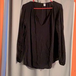 Black V-Neck Blouse